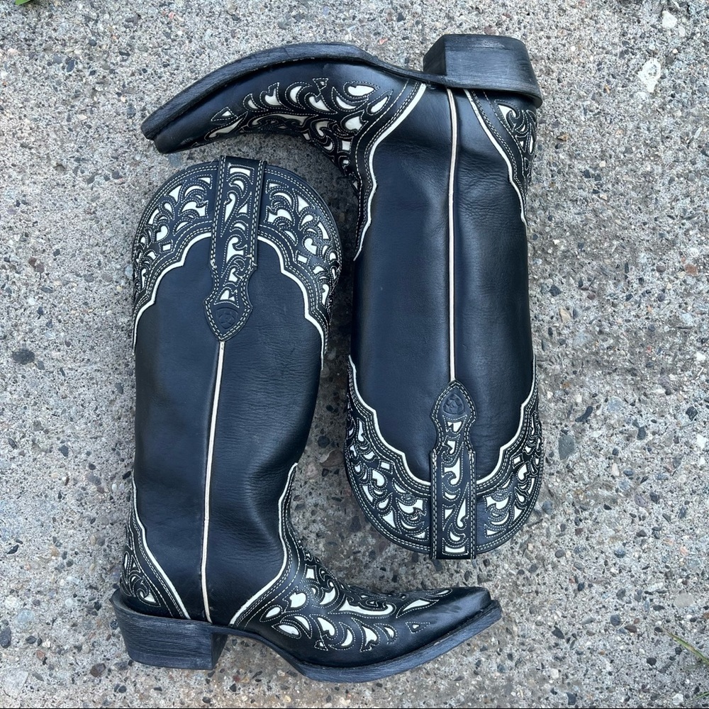 Ariat Presidio Cowboy Boots Black Cream